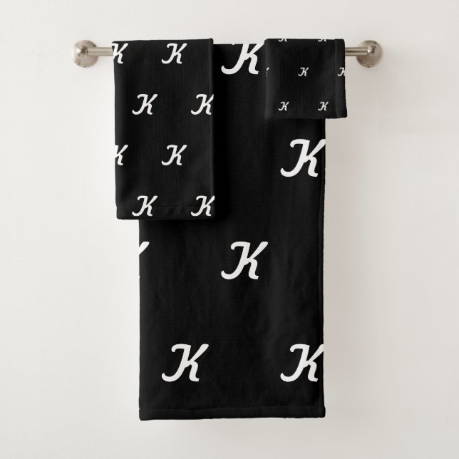Initial Bath Towels (Black & White) (In situ)