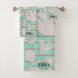 Initials baby shower pastel green floral modern
