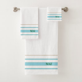 Initials minimalist blue stripes White background