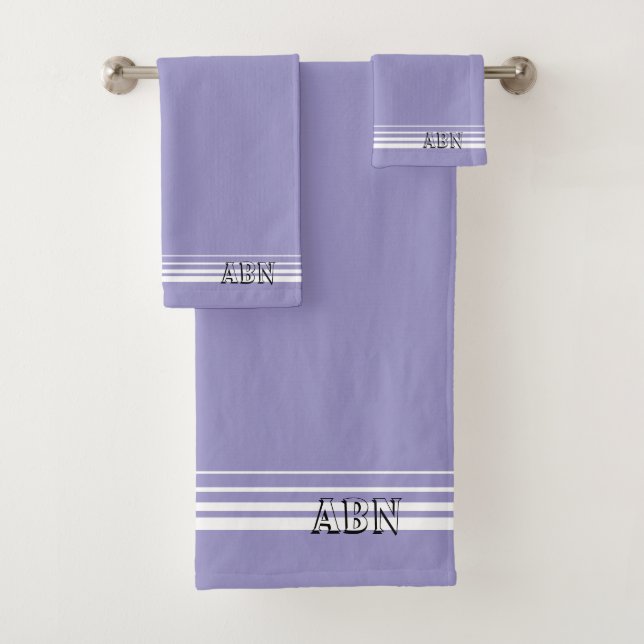 Initials modern sport look purple stripes Chic (In situ)
