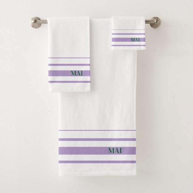 Initials pretty purple stripes minimalist White (In situ)