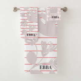 Initials pretty red stripes pink flowers girly