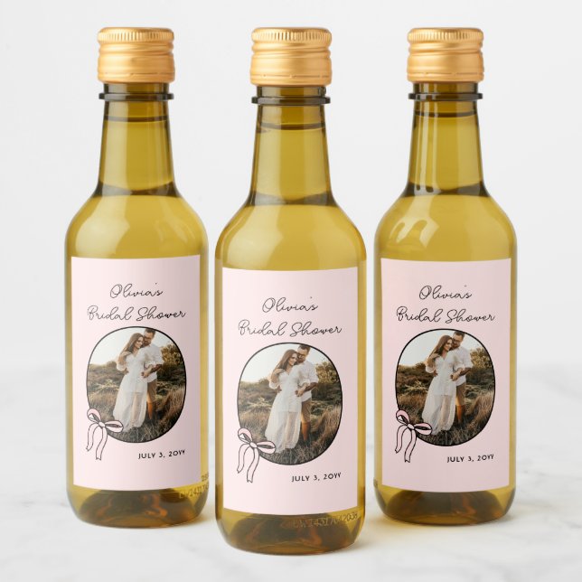 .ink Bow Bridal Shower Favor Mini Wine Label (Botellas)