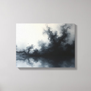Inkstorm – Arte fluido abstracto monocromo 16"x12"