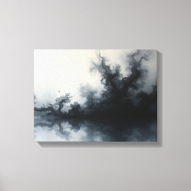 Inkstorm – Arte fluido abstracto monocromo 16"x12" (Anverso)