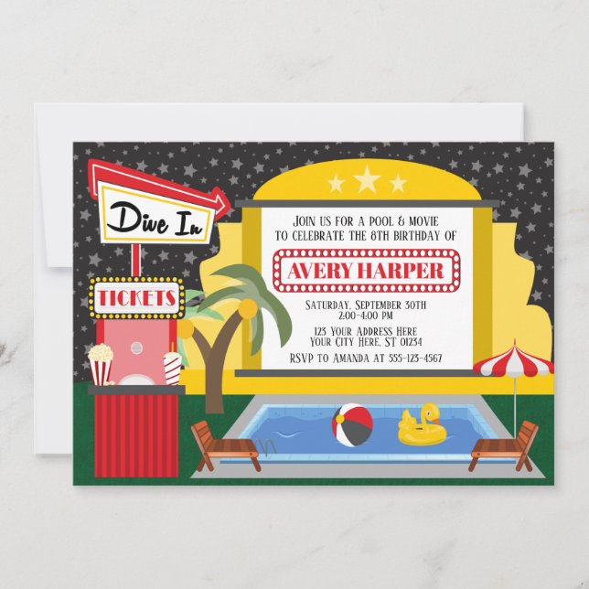 Inmersión en piscina y invitación al cumpleaños de (Anverso)