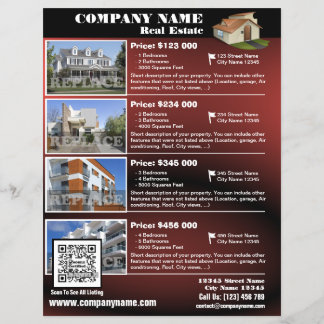 Inmobiliaria - Flyer de código QR brillante - Rojo