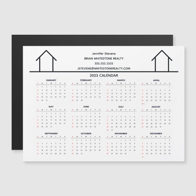 Inmobiliaria Personalizado 2023 Calendario Magnet (Anverso/Reverso)