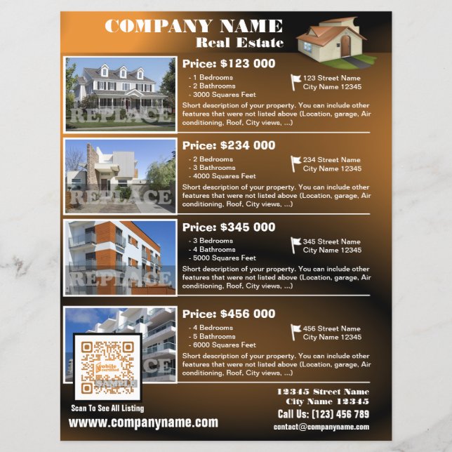Inmobiliaria - Volante de código QR moderno - Marr (Frente)