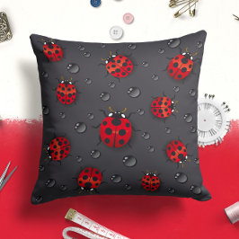 Inscripción de Ladybug Rojo Negro | Cojín decorati