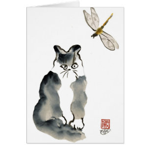 Insecto desagradable [libélula] y gatito gris