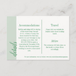 Inserción de invitación verde, Boda de Caroline