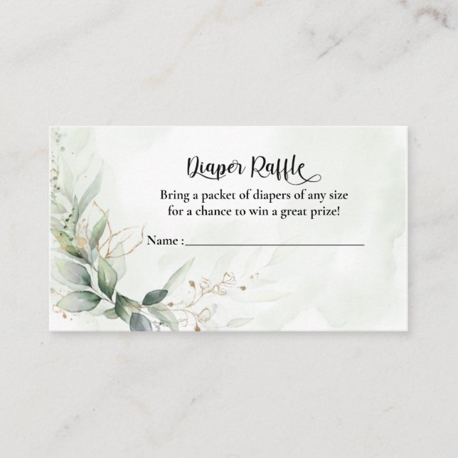 Inserción de la tarjeta Raffle de pañales Baby Sho (Anverso)