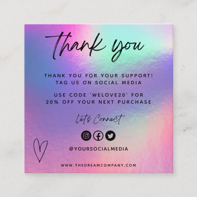 Inserción de medios Faux Holo Gracias Mini tarjeta (Anverso)