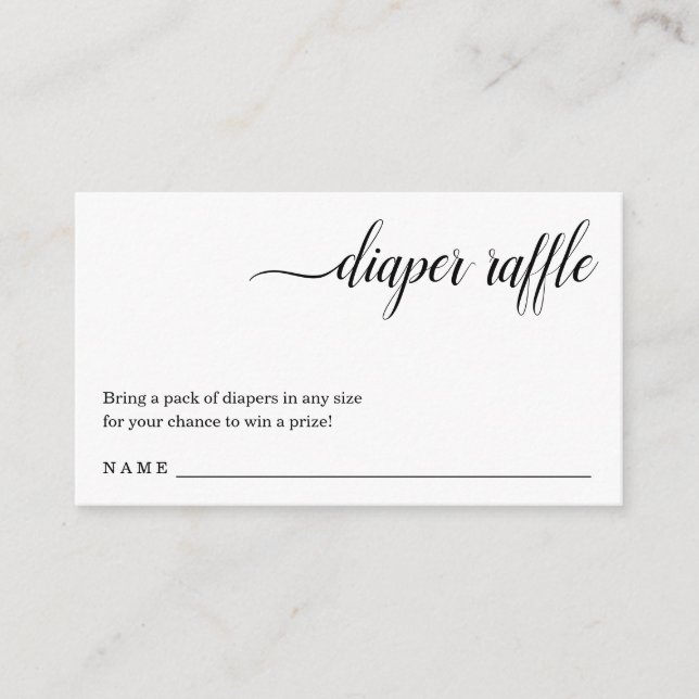 Inserción de Raffle Diaper para la invitación a Ba (Anverso)
