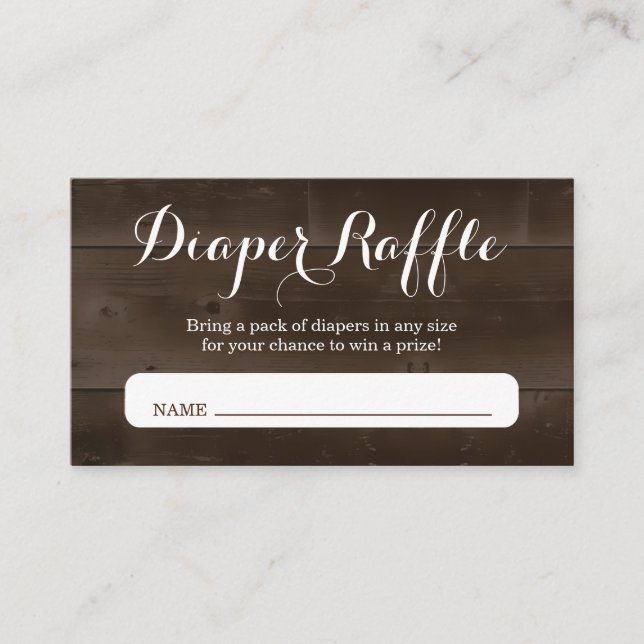 Inserción de Raffle Diaper para la invitación a Ba (Anverso)