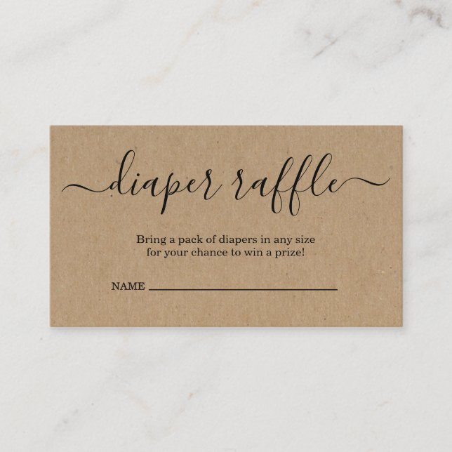 Inserción de Raffle Diaper para la invitación a Ba (Anverso)