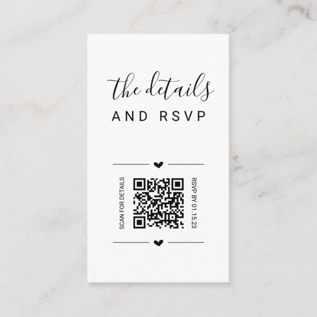Inserción de tarjeta de detalles y código QR Boda  (Anverso)