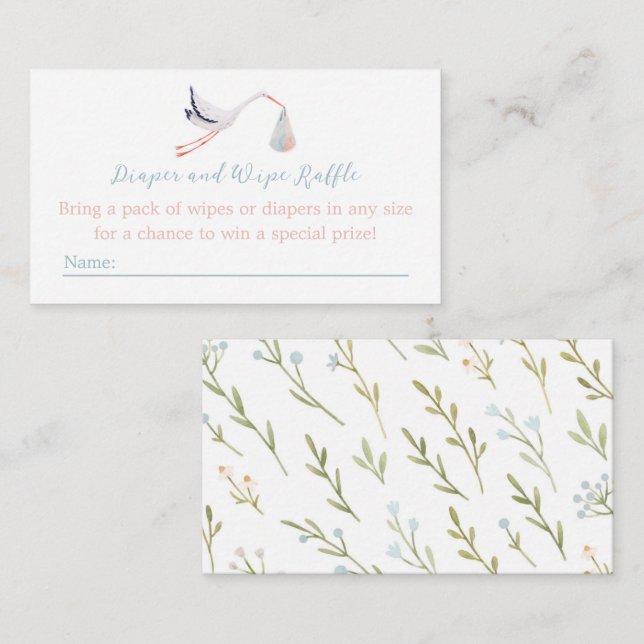 Inserción de tarjeta de pañal de cigüeña - Azul y  (Anverso / Reverso)