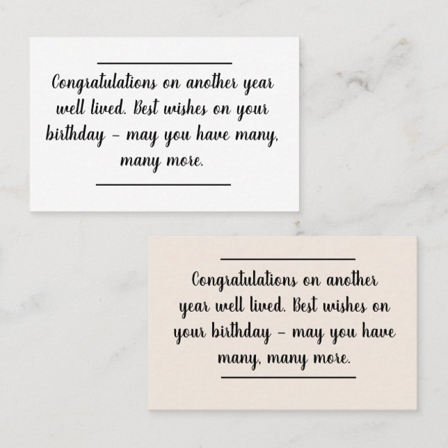 Inserción de tarjeta - Mensaje de cumpleaños - Una (Anverso / Reverso)