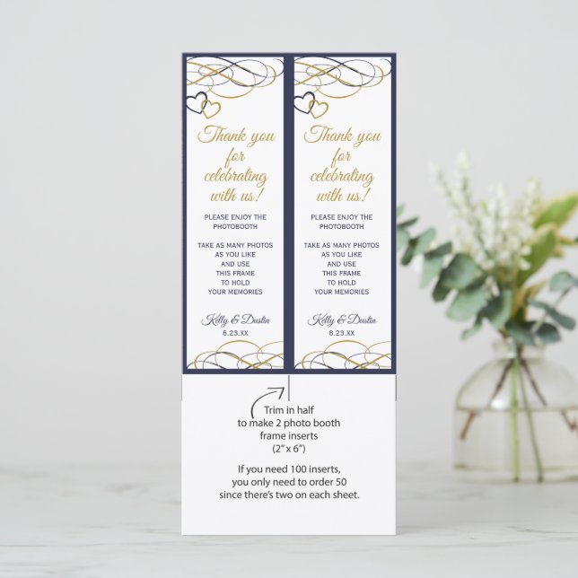 Inserción de un cuerpo fotográfico boda - Azul y o (Anverso de pie)