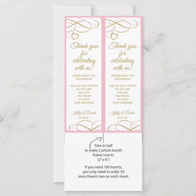 Inserciones de cuadros de fotos de boda (rosa y or (Anverso)