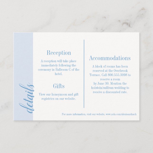 Insertar invitación azul, Boda de Caroline (Anverso)