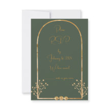 Insertar RSVP de Boda Verde Oscuro y Oro
