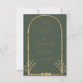 Insertar RSVP de Boda Verde Oscuro y Oro