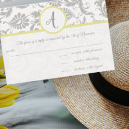 Insertar RSVP de iris amarillo y damasco gris