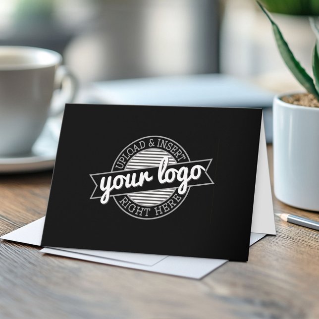 Inserte su logotipo delante - Código QR de vuelta (Custom Logo Thank You Note Card - Optional QR Code on Back)