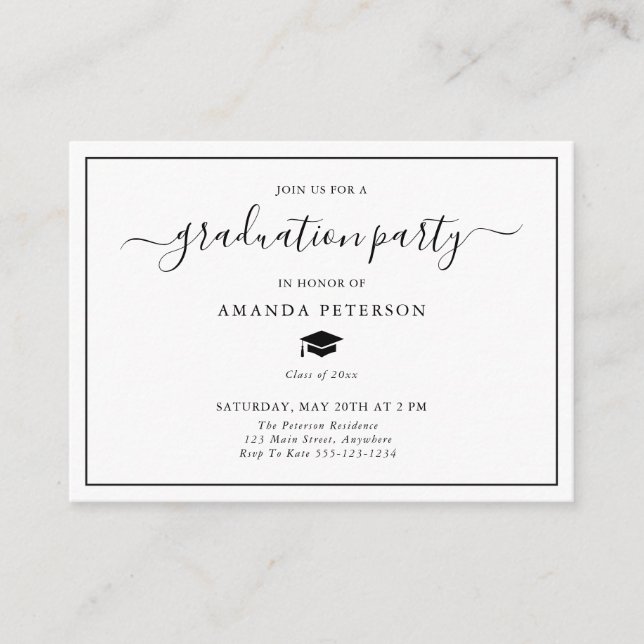 Inserto de invitación clásico simple para fiesta d (Anverso)