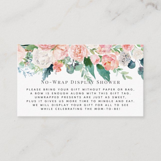 Inserto de Invitación de Ducha con Florales Rosado (Anverso)