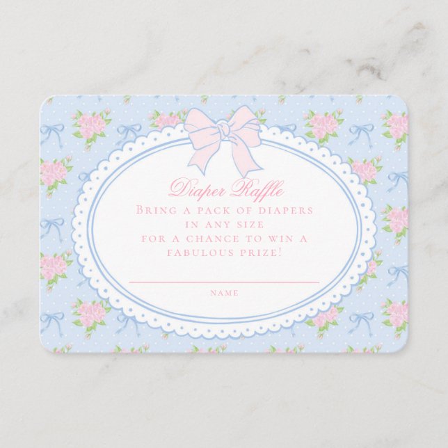 Inserto de Invitación para Rifa de Pañales Floral  (Anverso)
