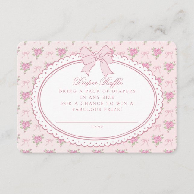 Inserto de Invitación para Rifa de Pañales Floral  (Anverso)
