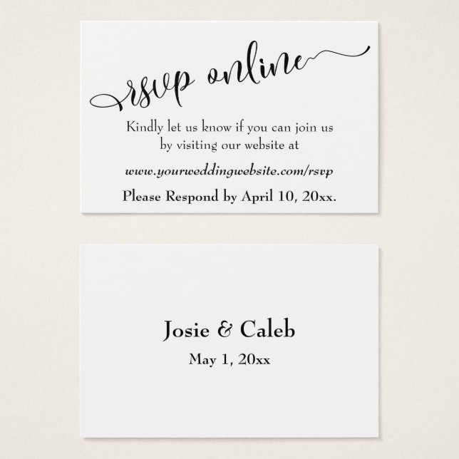 Inserto de respuesta de boda en línea Black Script (Anverso y reverso)