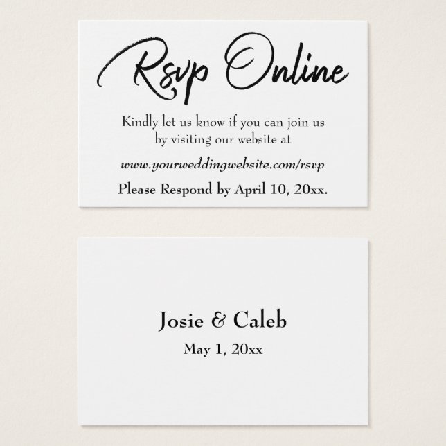 Inserto de respuesta de boda en línea Black Script (Anverso y reverso)