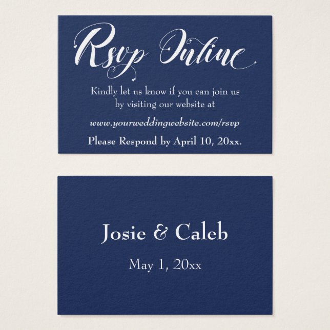 Inserto en línea de RSVP de boda Blanco Script & N (Anverso y reverso)