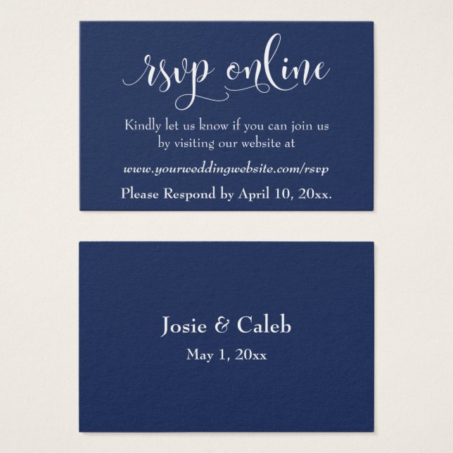 Inserto en línea de RSVP de boda Blanco Script & N (Anverso y reverso)