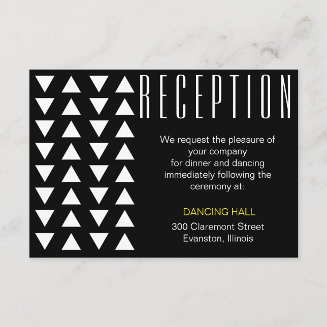 Insertos de recepción de boda con acento amarillo  (Anverso)