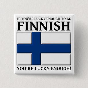 Insigne de botón Afortunado de ser finlandés