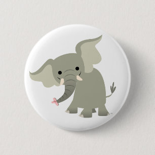 Insignia curiosa del botón del elefante del dibuj