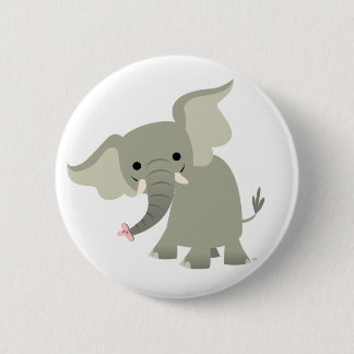 Insignia curiosa del botón del elefante del dibujo