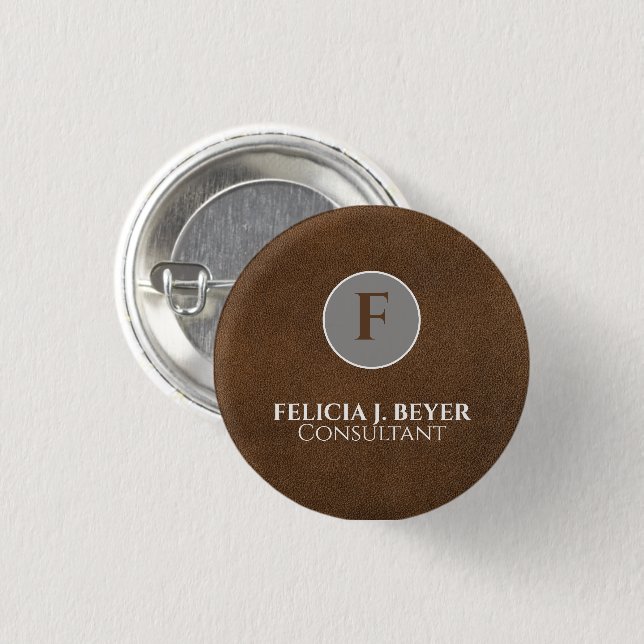 Insígnia de botón de nombre personalizado de cuero (Anverso y reverso)
