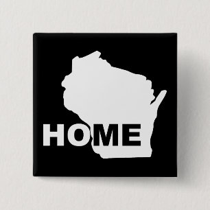 Insignia de botón de Wisconsin hogar lejos del est