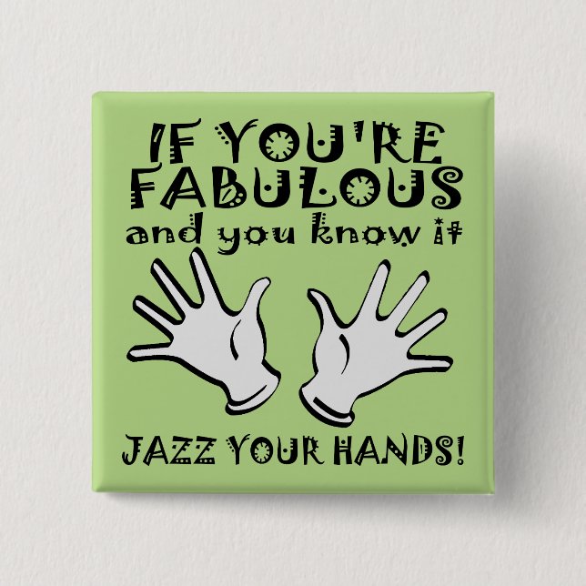 Insignia de botón divertido con manos de jazz fabu (Anverso)