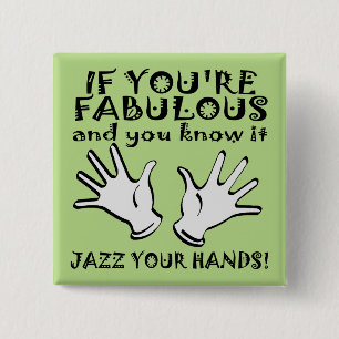 Insignia de botón divertido con manos de jazz fabu