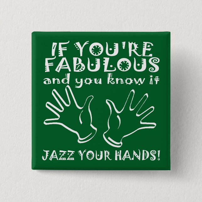 Insignia de botón divertido con manos de jazz fabu (Anverso)