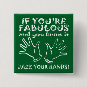 Insignia de botón divertido con manos de jazz fabu