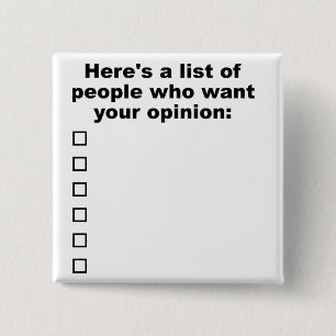 Insígnia de botón divertido de lista de opinión